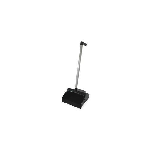 LobbyMaster L Grip Lobby Dust Pan - 12" Wide - Polyvinyl Chloride (PVC) Handle - Plastic - Black/Silver - 6 / Carton