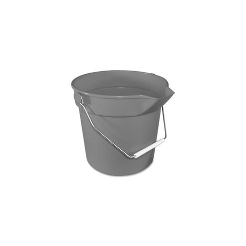 Impact Products 10-qt Deluxe Bucket - 10 quart - Heavy Duty, Rugged, Spill Resistant, Alkali Resistant, Acid Resistant, Embossed, Handle - 10.3" x 11" - Polypropylene - Gray - 1 Each