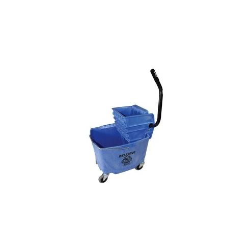 Impact Products 35 QT Side Press Mop Bucket Wringer Combo - 35 quart - Splash Resistant, Reinforced, Handle, Durable, Corrosion Resistant - Plastic, Polyethylene, Steel - Blue - 1 Each