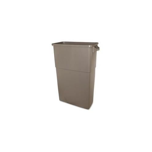 Thin Bin 23-gal Beige Container - 23 gal Capacity - Handle, Durable - Polyethylene - Beige