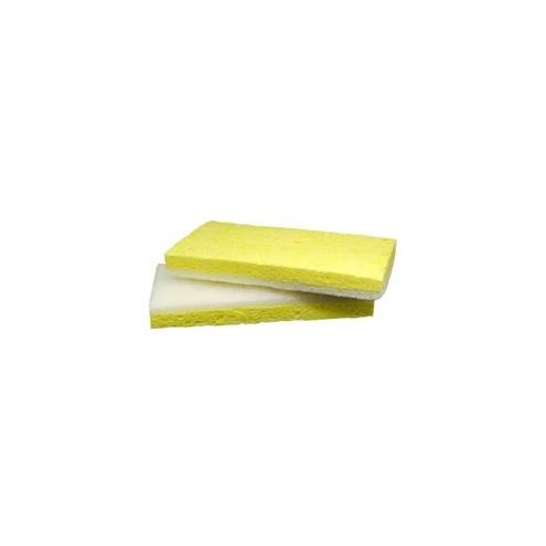 Impact Products Light Duty Scrubber Sponge - 0.9" Height x 3" Width x 6.3" Length - 5/Pack - Cellulose - White, Yellow