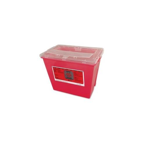 Impact Products 2-gallon Sharps Container - Lockable - 2 gal Capacity - Puncture Resistant, Handle - 6.8" Height x 5" Width x 4.5" Depth - Red
