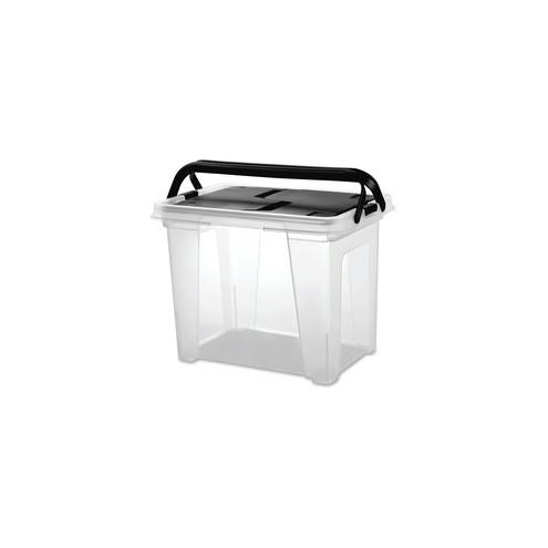 IRIS Wing Lid Portable File Box - External Dimensions: 14.6" Length x 10.2" Width x 11" Height - Media Size Supported: Letter 8.50" x 11" - Stackable - Clear, Black - 1 / Each