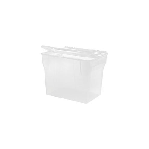 IRIS Split Lid Hanging File Tote Box - External Dimensions: 10.7" Length x 14.3" Width x 11.5" Height - Media Size Supported: Letter 8.50" x 11" - Stackable - Clear - For Document, File - 1 Each