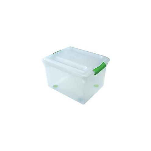 IRIS Stor N Slide Plastic Storage File Boxes - External Dimensions: 13.8" Width x 17.5" Depth x 12"Height - Media Size Supported: Letter, Legal - Stackable - Green - For File - 4 / Carton