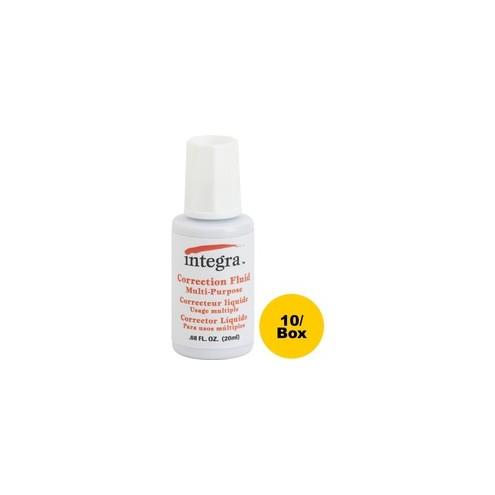 Integra Multipurpose Correction Fluid - Brush Applicator - 0.74 fl oz - White - 10 / Box