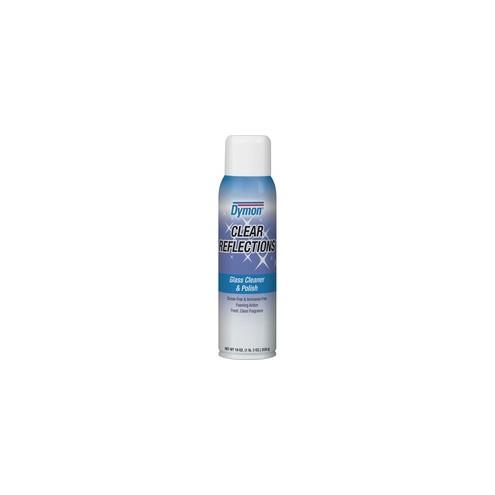 Dymon Clear Reflections Aerosol Glass Cleaner - Aerosol - 20 fl oz (0.6 quart) - 12 / Carton - Blue, Silver, Crystal Clear