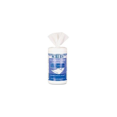 SCRUBS Clear Reflections Glass Cleaner Wipes - Wipe - 6" Width x 10.50" Length - 90 / Canister - 6 / Carton