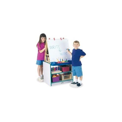 Rainbow Accents 2 Station Art Center - Freckled Gray, Teal Stand - Floor Standing - Assembly Required - 1 Each