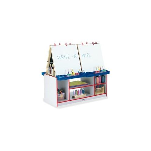 Rainbow Accents 4 Station Art Center - Freckled Gray, Red Stand - Floor Standing - Assembly Required - 1 Each