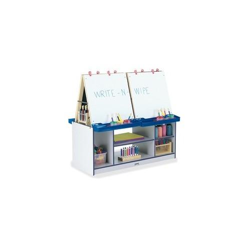 Jonti-Craft Rainbow Accents 4 Station Art Center - Freckled Gray, Navy Stand - Floor Standing - Assembly Required - 1 Each