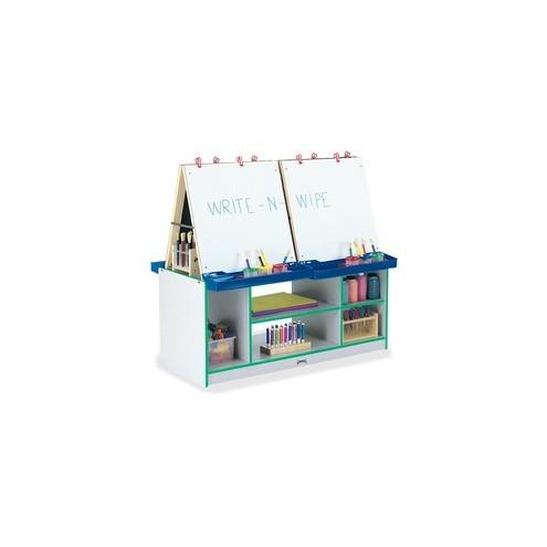 Jonti-Craft Rainbow Accents 4 Station Art Center - Freckled Gray, Green Stand - Floor Standing - Assembly Required - 1 Each