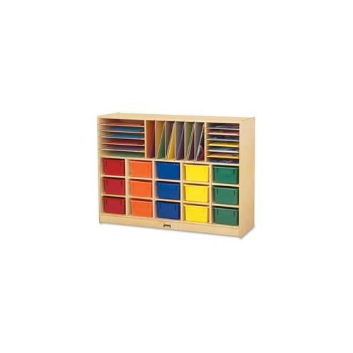 Jonti-Craft Colored Tray Sectional Cubbie Storage - 35.5" Height x 48" Width x 15" Depth - Baltic - Acrylic, Rubber - 1Each