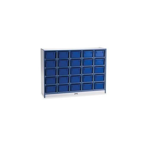 Rainbow Accents Rainbow Accents Cubbie-trays Storage Unit - 25 Compartment(s) - 35.5" Height x 48" Width x 15" Depth - Blue - Rubber, Wood - 1Each