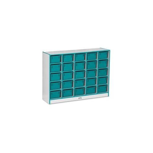 Rainbow Accents Rainbow Accents Cubbie-trays Storage Unit - 25 Compartment(s) - 35.5" Height x 48" Width x 15" Depth - Teal - Rubber - 1Each