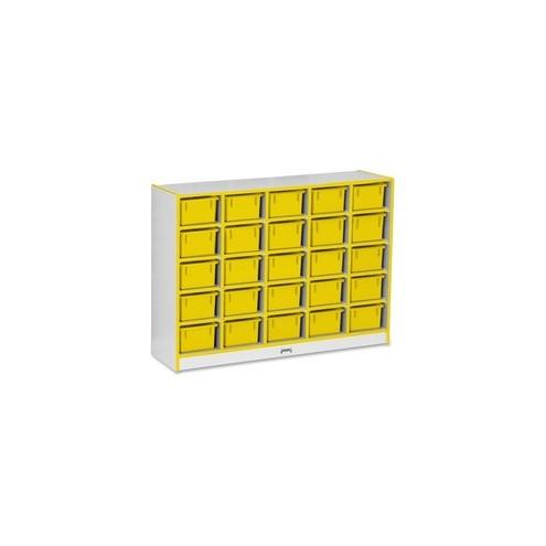 Rainbow Accents Rainbow Accents Cubbie-trays Storage Unit - 25 Compartment(s) - 35.5" Height x 48" Width x 15" Depth - Yellow - Rubber - 1Each