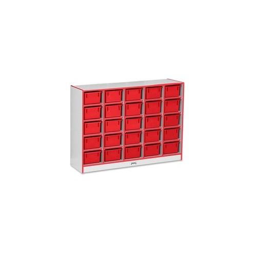 Rainbow Accents Rainbow Accents Cubbie-trays Storage Unit - 25 Compartment(s) - 35.5" Height x 48" Width x 15" Depth - Red - Rubber - 1Each