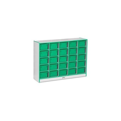 Jonti-Craft Rainbow Accents Cubbie-trays Storage Unit - 25 Compartment(s) - 35.5" Height x 48" Width x 15" Depth - Green - Rubber - 1Each