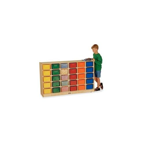 Jonti-Craft 30 Cubbie Mobile Storage - 35.5" Height x 57.5" Width x 15" Depth - Baltic - Rubber, Acrylic - 1Each