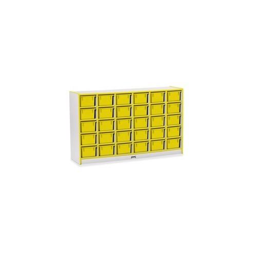 Rainbow Accents Rainbow Accents Cubbie-trays Storage Unit - 30 Compartment(s) - 35.5" Height x 57.5" Width x 15" Depth - Yellow - Rubber - 1Each