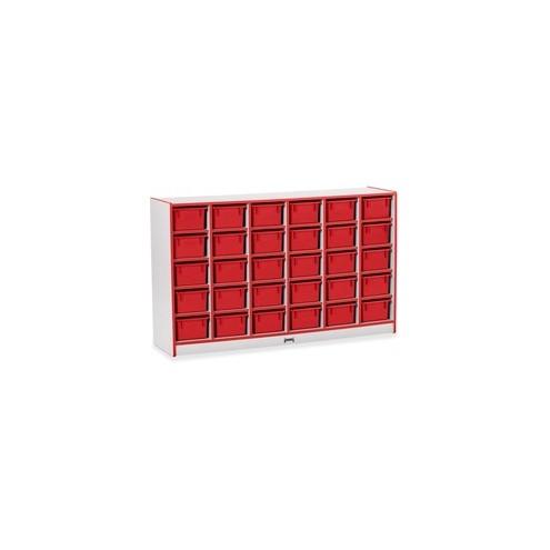 Rainbow Accents Rainbow Accents Cubbie-trays Storage Unit - 30 Compartment(s) - 35.5" Height x 57.5" Width x 15" Depth - Red - Rubber - 1Each
