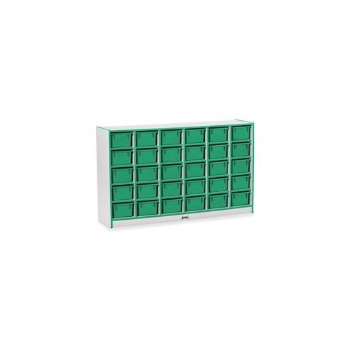 Rainbow Accents Rainbow Accents Cubbie-trays Storage Unit - 30 Compartment(s) - 35.5" Height x 57.5" Width x 15" Depth - Green - Rubber - 1Each