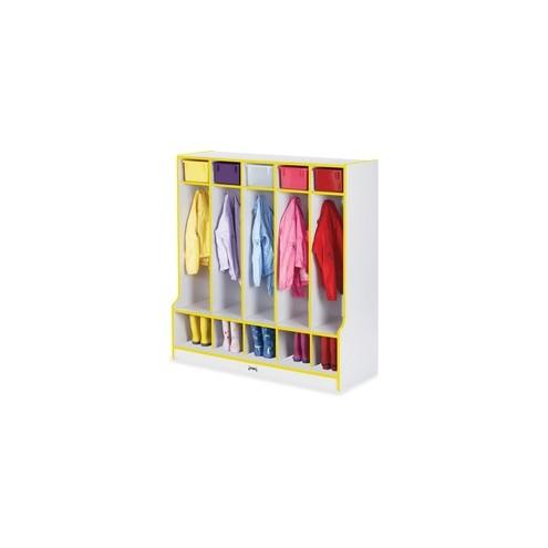 Rainbow Accents Step 5 Section Locker - 5 Compartment(s) - 50.5" Height x 48" Width x 17.5" Depth - Yellow - 1Each
