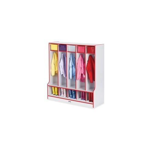 Rainbow Accents Step 5 Section Locker - 5 Compartment(s) - 50.5" Height x 48" Width x 17.5" Depth - Red - 1Each