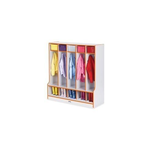 Rainbow Accents Step 5 Section Locker - 5 Compartment(s) - 50.5" Height x 48" Width x 17.5" Depth - Orange - 1Each