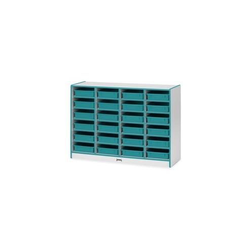 Rainbow Accents Rainbow Mobile Paper-Tray Storage - 24 Compartment(s) - 35.5" Height x 48" Width x 15" Depth - Floor - Teal - Hard Rubber - 1Each