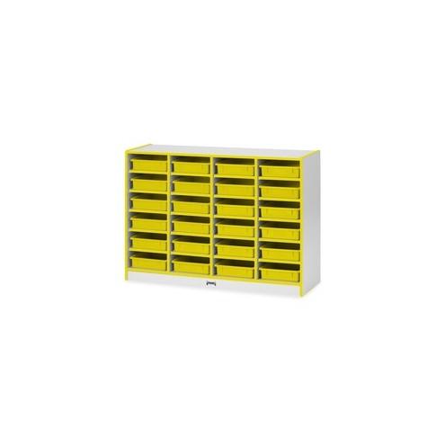 Rainbow Accents Rainbow Mobile Paper-Tray Storage - 24 Compartment(s) - 35.5" Height x 48" Width x 15" Depth - Yellow - Rubber - 1Each