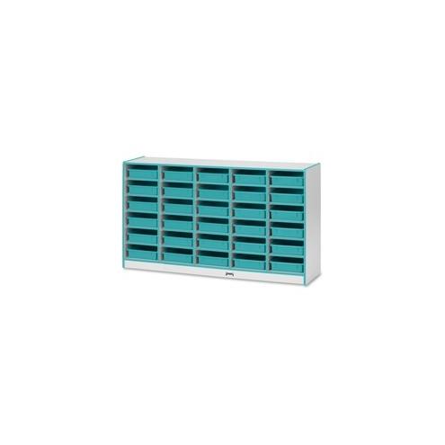 Rainbow Accents Rainbow Mobile Paper-Tray Storage - 30 Compartment(s) - 35.5" Height x 60" Width x 15" Depth - Teal - Rubber - 1Each
