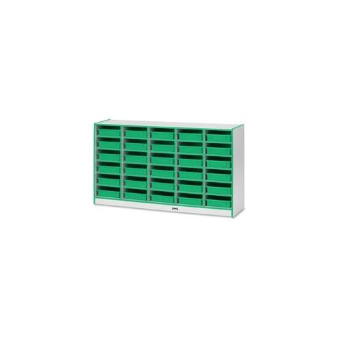 Rainbow Accents Rainbow Mobile Paper-Tray Storage - 30 Compartment(s) - 35.5" Height x 60" Width x 15" Depth - Green - Rubber - 1Each