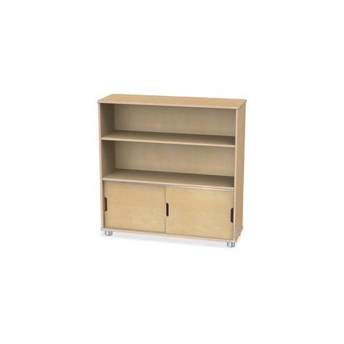 TrueModern Bookcase Storage - 2 Compartment(s) - 36" Height x 36" Width x 12" Depth - Baltic - Anodized Aluminum, Birch - 1Each