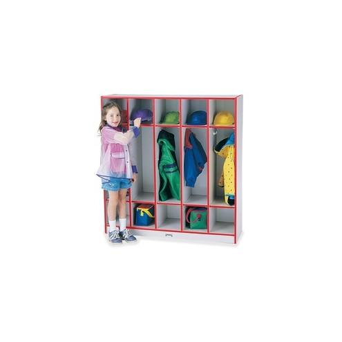 Rainbow Accents 5-section Coat Locker - 5 Compartment(s) - 50.5" Height x 48" Width x 15" Depth - Red - 1Each