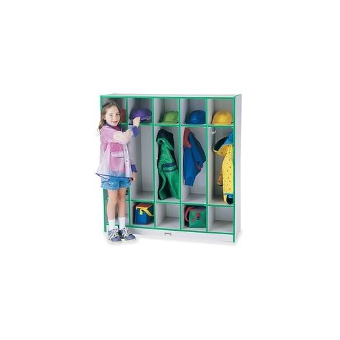 Rainbow Accents 5-section Coat Locker - 5 Compartment(s) - 50.5" Height x 48" Width x 15" Depth - Green - 1Each