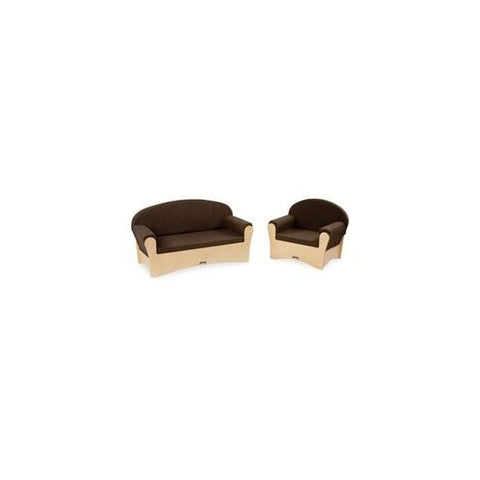 Jonti-Craft Komfy Sofa/Chair 2-piece Set - Rounded Edge - Material: Fabric, Foam, Acrylic - Finish: Baltic, Espresso