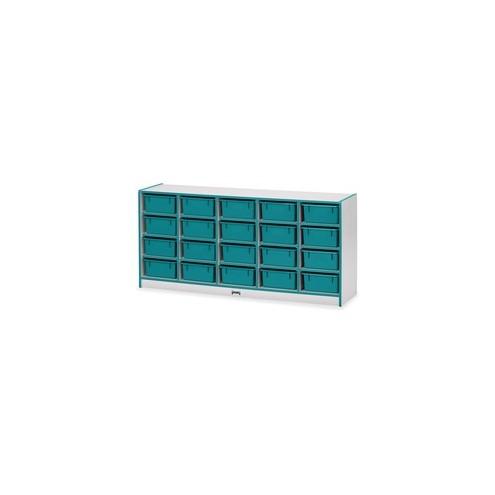 Rainbow Accents Cubbie Mobile Storage - 20 Compartment(s) - 29.5" Height x 24.5" Width x 15" Depth - Teal - Hard Rubber - 1Each