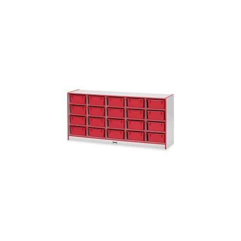 Rainbow Accents Cubbie Mobile Storage - 20 Compartment(s) - 29.5" Height x 24.5" Width x 15" Depth - Red - Hard Rubber - 1Each