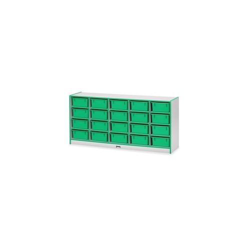 Rainbow Accents Cubbie Mobile Storage - 20 Compartment(s) - 29.5" Height x 24.5" Width x 15" Depth - Green - Hard Rubber - 1Each