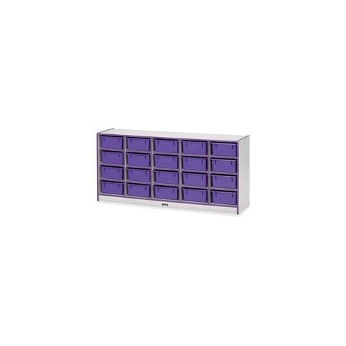 Rainbow Accents Mobile Tub Bin Storage - 20 Compartment(s) - 29.5" Height x 24.5" Width x 15" Depth - Purple - Hard Rubber - 1Each
