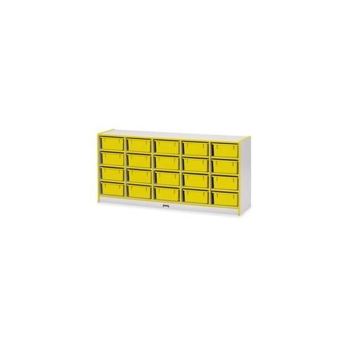 Rainbow Accents Mobile Tub Bin Storage - 20 Compartment(s) - 29.5" Height x 24.5" Width x 15" Depth - Yellow - Hard Rubber - 1Each
