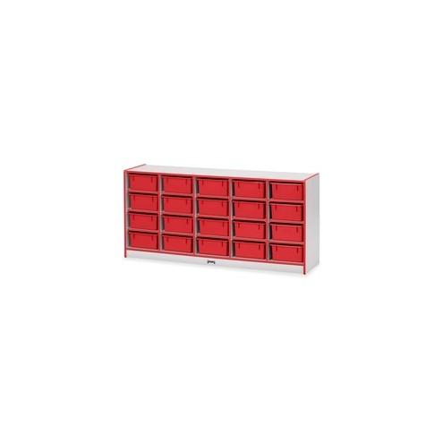 Rainbow Accents Mobile Tub Bin Storage - 20 Compartment(s) - 29.5" Height x 24.5" Width x 15" Depth - Red - Hard Rubber - 1Each