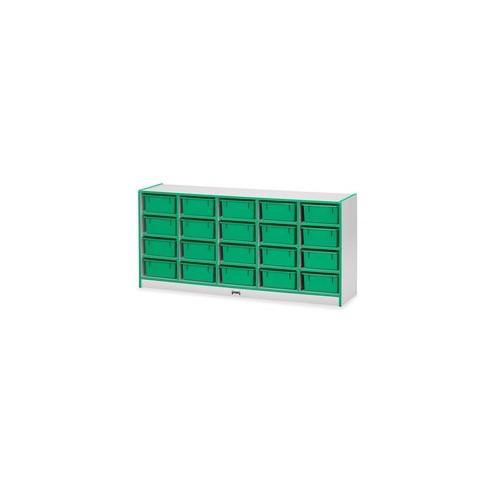 Rainbow Accents Mobile Tub Bin Storage - 20 Compartment(s) - 29.5" Height x 24.5" Width x 15" Depth - Floor - Green - Hard Rubber - 1Each