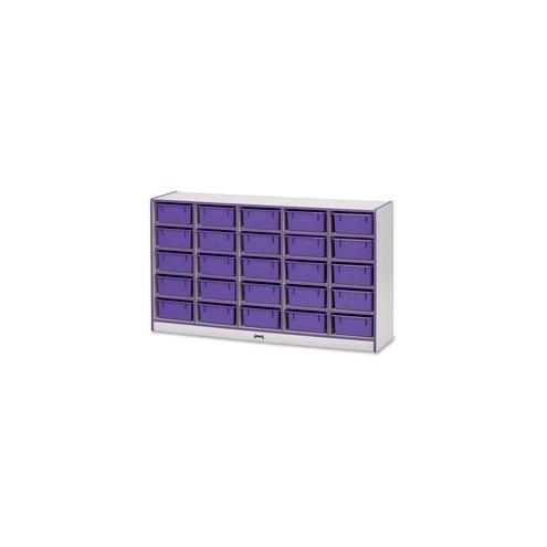 Rainbow Accents Mobile Tub Bin Storage - 25 Compartment(s) - 35.5" Height x 60" Width x 15" Depth - Purple - Hard Rubber - 1Each