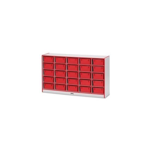 Rainbow Accents Mobile Tub Bin Storage - 25 Compartment(s) - 35.5" Height x 60" Width x 15" Depth - Red - Hard Rubber - 1Each