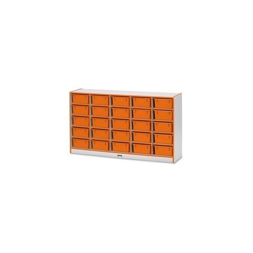 Rainbow Accents Mobile Tub Bin Storage - 25 Compartment(s) - 35.5" Height x 60" Width x 15" Depth - Orange - Hard Rubber - 1Each