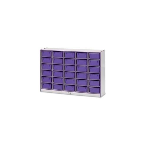 Rainbow Accents Mobile Tub Bin Storage - 30 Compartment(s) - 42" Height x 60" Width x 15" Depth - Purple - Hard Rubber - 1Each