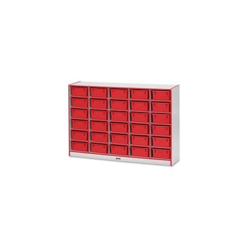 Rainbow Accents Mobile Tub Bin Storage - 30 Compartment(s) - 42" Height x 60" Width x 15" Depth - Red - Hard Rubber - 1Each