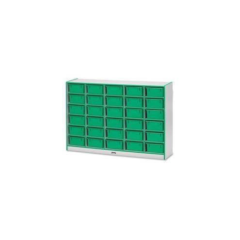 Rainbow Accents Mobile Tub Bin Storage - 30 Compartment(s) - 42" Height x 60" Width x 15" Depth - Green - Hard Rubber - 1Each